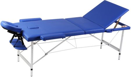 vidaXL Niebieski Składany Stół Do Masażu 3 Strefy Z Aluminiową Ramą