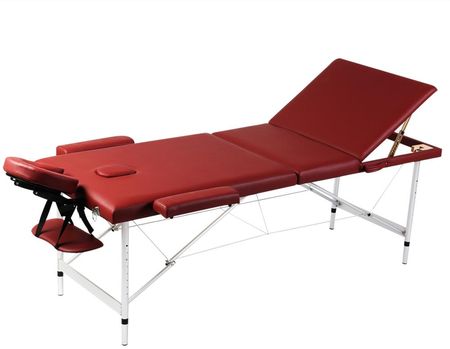 vidaXL Czerwony Składany Stół Do Masażu 3 Strefy Z Aluminiową Ramą