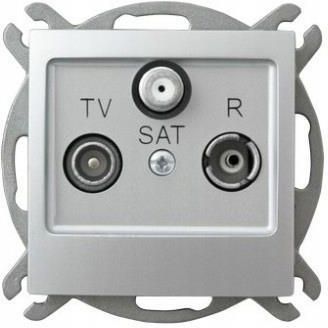 Ospel Impresja (srebrny) - gniazdo pt RTV-SAT GPA-YSP (przelotowe)
