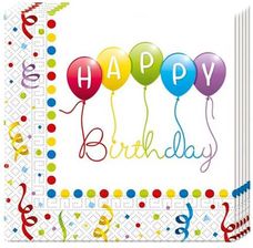Zdjęcie Serwetki 33x33cm Happy Birthday Streamers 20szt - Pyskowice