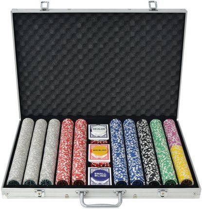 vidaXL Zestaw do Gra w pokera 1000 żetonów laserowych aluminium 80185