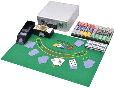vidaXL Zestaw do Gra w pokera i blackjacka 600 żetonów laserowych aluminium