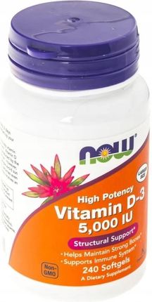 NOW Foods Vitamin D-3 5000IU 240 kaps - Opinie i ceny na Ceneo.pl