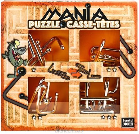 Eureka 3D Puzzle Mania Łamigłówki metalowe 4 szt. Zestaw Pomarańczowy
