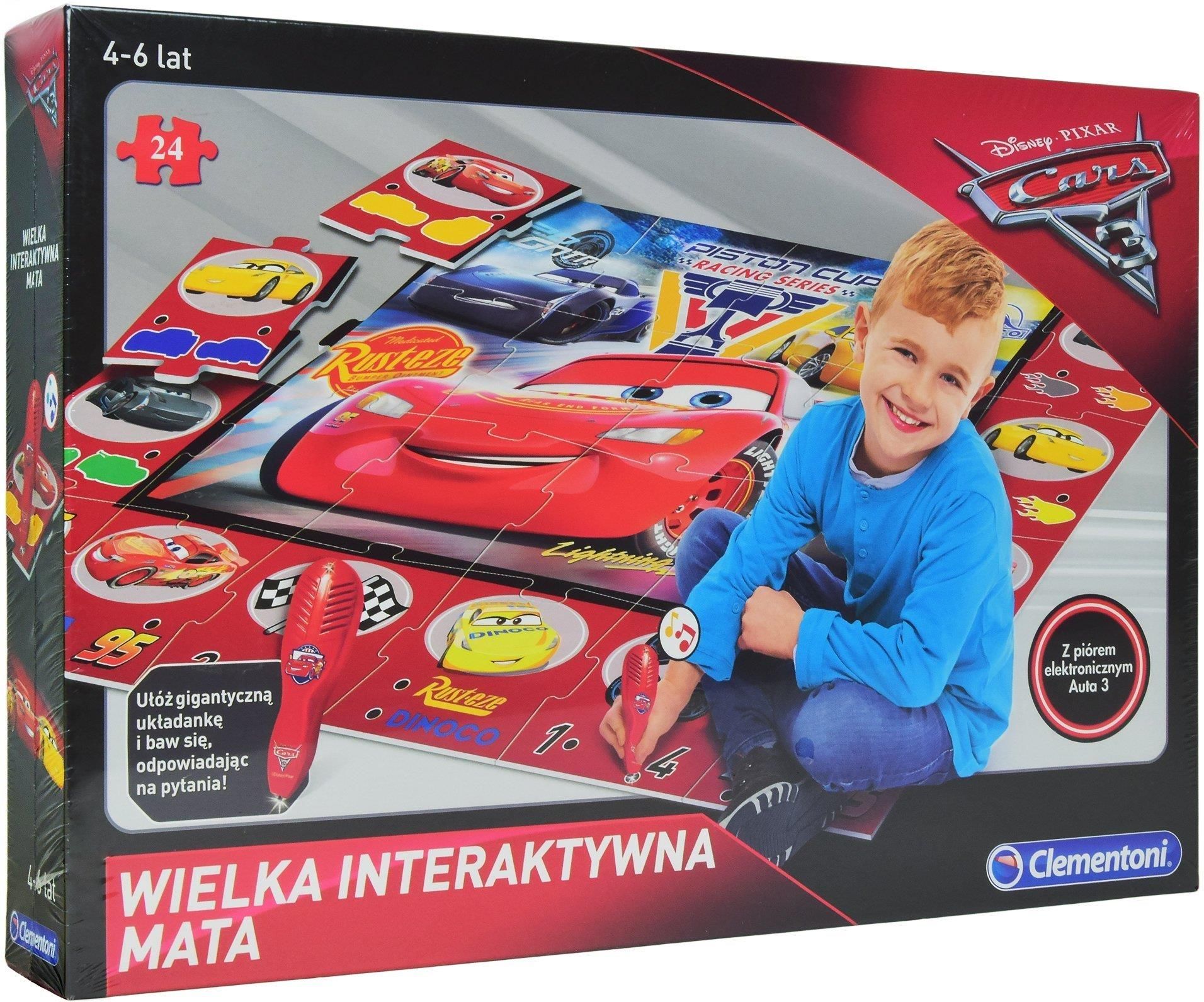 Clementoni Cars 3 – Rompecabezas Gigante De Piso 24 Piezas Con Bolígrafo Electrónico, Aprende Formas, Colores Y Números