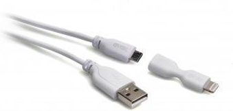 G&BL Micro USB + adapter Lightning do iPhone certyfikat Madefor iPod 1m biały (7102) 