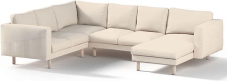Dekoria Pokrowiec na sofę narożną Norsborg 5-osobową z szezlongiem, kremowa biel, sofa narożna Norsborg 5-osobowa z szezlongiem, Etna
