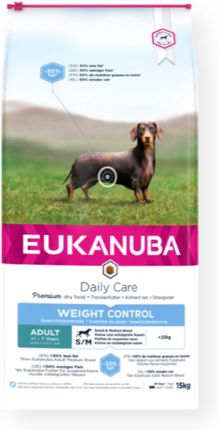 Eukanuba Daily Care Weight Control dla dorosłych psów małych i średnich ras ze skłonnością do nadwagi 15kg