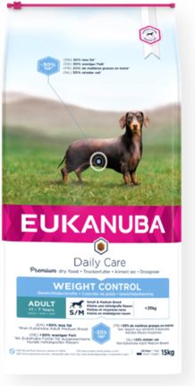 Eukanuba Daily Care Weight Control dla dorosłych psów małych i średnich ras ze skłonnością do nadwagi 2x15kg 