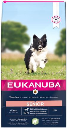 Eukanuba Sucha karma w formie granulek dla starszych psów małych i średnich ras bogata w jagnięcinę i ryż 12kg