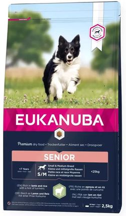 Eukanuba Sucha karma w formie granulek dla starszych psów małych i średnich ras bogata w jagnięcinę i ryż 2,5kg