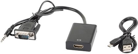 Lanberg VGA + audio jack 3.5mm - HDMI 20cm (AD-0021-BK) 