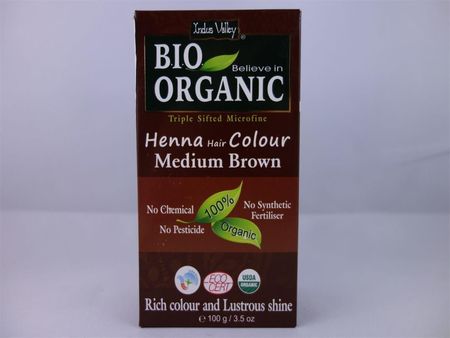 Indus Valley Bio Organic farba do włosów na bazie henny średni brąz 100g