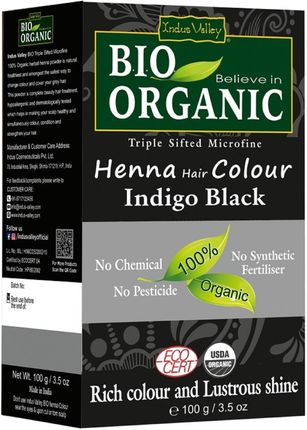 Indus Valley Bio Organic farba do włosów na bazie henny czarny 100g
