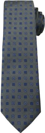 Popielaty Krawat w Drobne Kwadraciki - 6 cm - Angelo di Monti KRADM1338