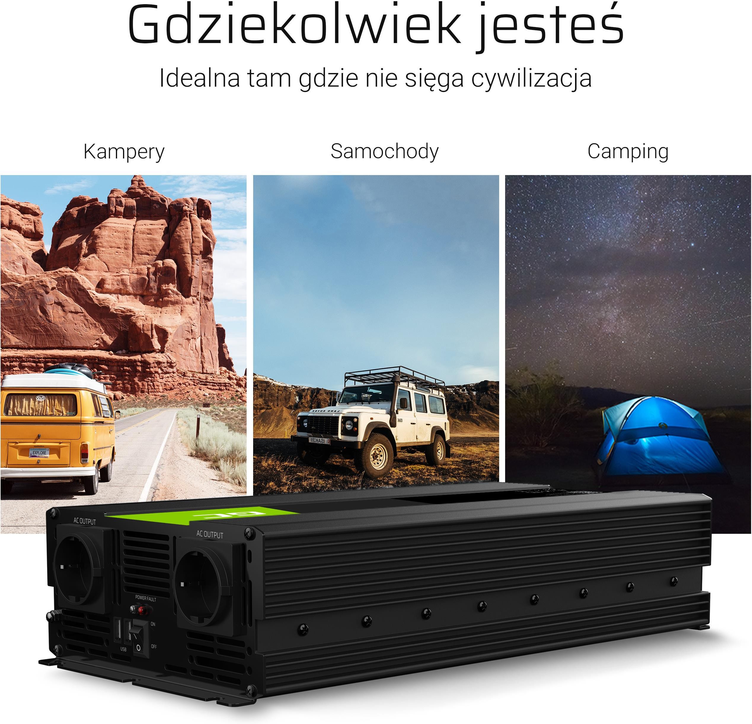 Green Cell Przetwornica Napięcia 12V Do 230V 2000W/4000W Czysta Sinusoida