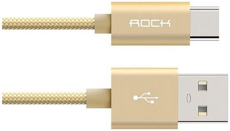 ROCK Kabel USB USB-C Typ C Nylonowy 200cm złoty