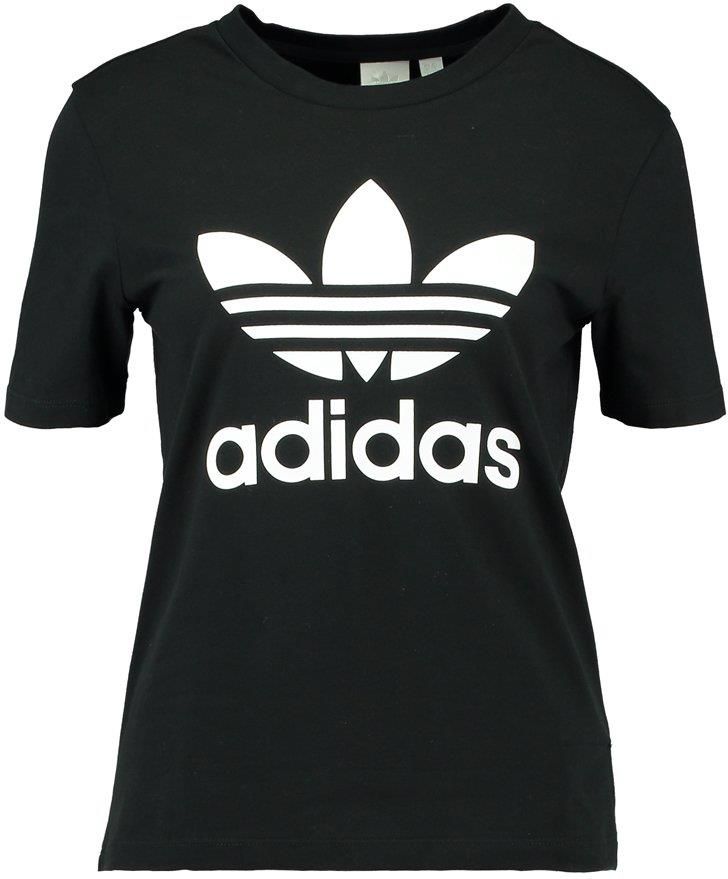 adidas originals trefoil tshirt z nadrukiem czarny w