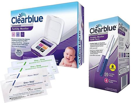 CLEARBLUE monitor płodności + testy owulacyjne 20 szt + testy ciążowe 4 szt