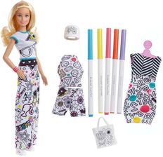Lalka Barbie Lalka Crayola Zestaw Kolorowa Moda Z Lalką Fph90 - zdjęcie 1