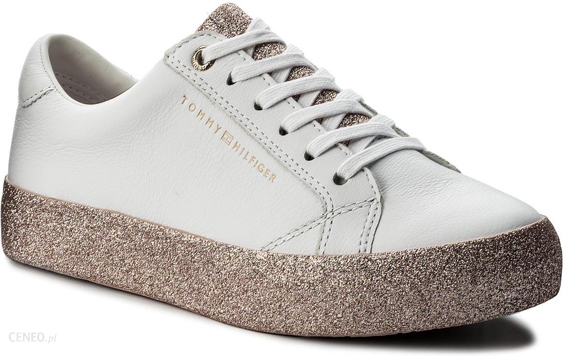 Sneakersy HILFIGER - Sparkle Outsole Glitter Sneaker FW0FW02798 White/Pink 100 - Ceny opinie Ceneo.pl