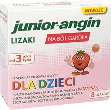 Zdjęcie Junior-angin lizaki na ból gardła o smaku truskawkowym 8 szt. - Czarne