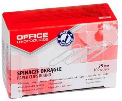 Office Products Spinacze Biurowe 25Mm Okrągłe 100Szt