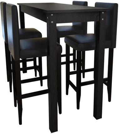 vidaXL Stolik barowy z 4 krzesłami w kolorze czarnym
