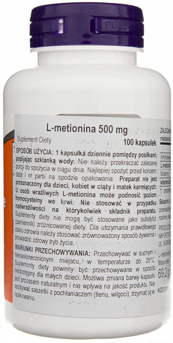 Now Foods L-Méthionine 500 Mg - Complément Alimentaire - 100 Capsules - Neuf