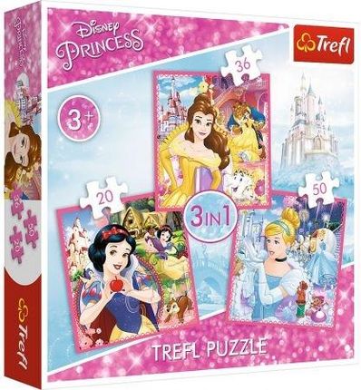 Trefl Puzzle 3W1 Zaczarowany Świat Księżniczek 34833
