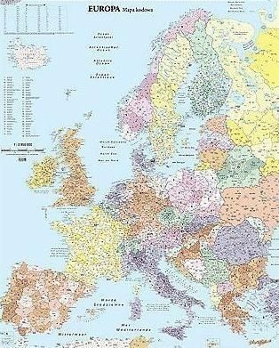 mapa europy majorka Mapa ścienna Europa. Mapa ścienna. Kody pocztowe 1:3,4 mln   Ceny 