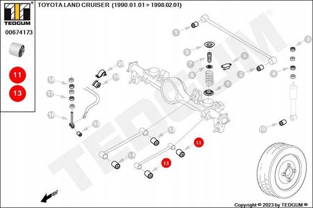 TEDGUM TULEJA MOSTU TOYOTA T. LANDCRUISER 90- 18MM 00674173