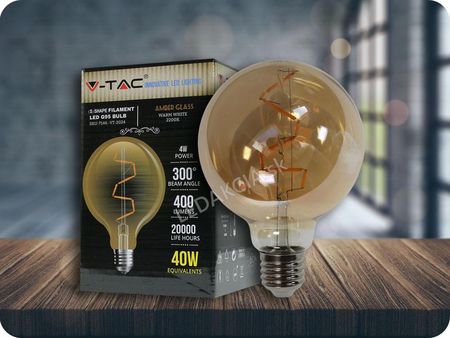 V-TAC E27 LED FILAMENT RETRO Żarówka 4W, 2200K (3800157610612)