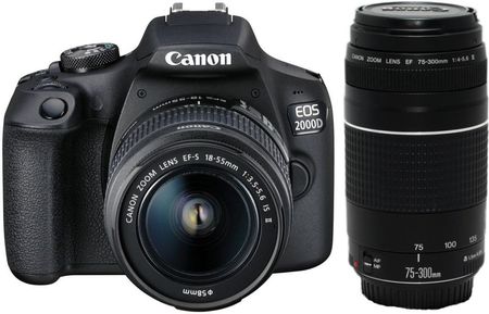 Canon EOS 2000D czarny + EF-S 18-55mm IS II + EF 75-300mm III
