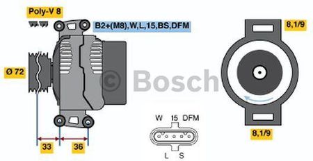 Bosch Alternator Truck 0986047820 Scania 4/R 100A 