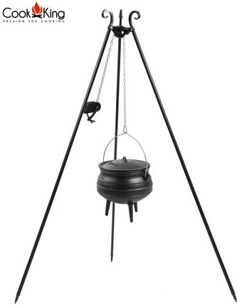 Cook King Kociołek afrykański żeliwny 6l na trójnogu z kołowrotkiem 180cm (121460)