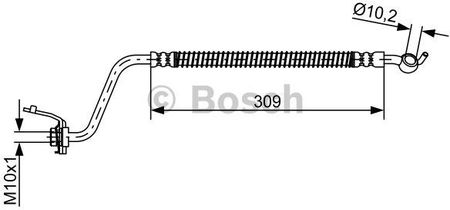 Bosch Przewód Hamulcowy Elastycznyyczny 1987481889 Hyundai Santa Fe 2.2Crdi 4X4 06-09, 2.7I 4X4 06-09 