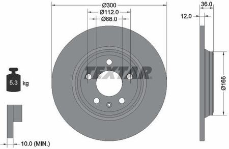 TEXTAR TARCZA HAM. AUDI T. A4 2,0-3,0 TDI/TFSI 15- 92282803