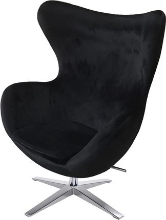 King Home Fotel Egg Szeroki Velvet Czarny.50 - Welur Podstawa Stal (He066Hm850Black)