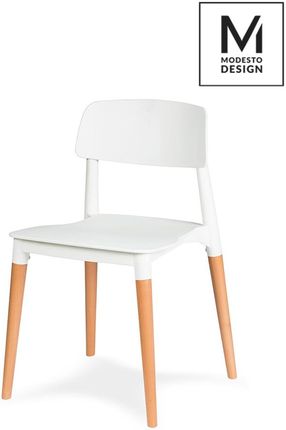 Modesto Design Modesto Krzesło Ecco Białe - Polipropylen Podstawa Bukowa (C1015White)