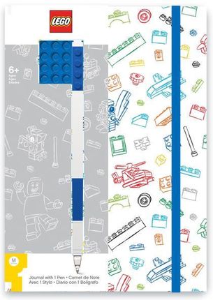 LEGO Biały Notatnik Z Niebieskimi Dodatkami + Długopis A51538
