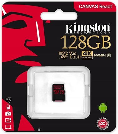 Kingston microSDXC Canvas React 128GB UHS-I V30 (SDCR128GB)