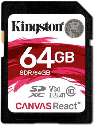 Karta pamięci do aparatu Kingston SDXC 64GB Canvas React UHS-I U3 V30  Class10 (SDR64GB) - Ceny i opinie na Ceneo.pl