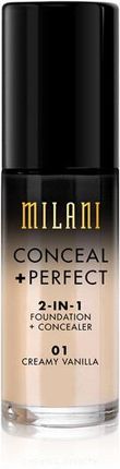 Milani CONCEAL + PERFECT 2-IN-1 FOUNDATION + CONCEALER Podkład kryjący 01 Creamy Vanilla