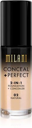 Milani CONCEAL + PERFECT 2-IN-1 FOUNDATION + CONCEALER Podkład kryjący 02 Natural