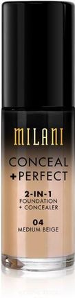 Milani CONCEAL + PERFECT 2 IN 1 FOUNDATION + CONCEALER Podkład kryjący 04 Medium Beige