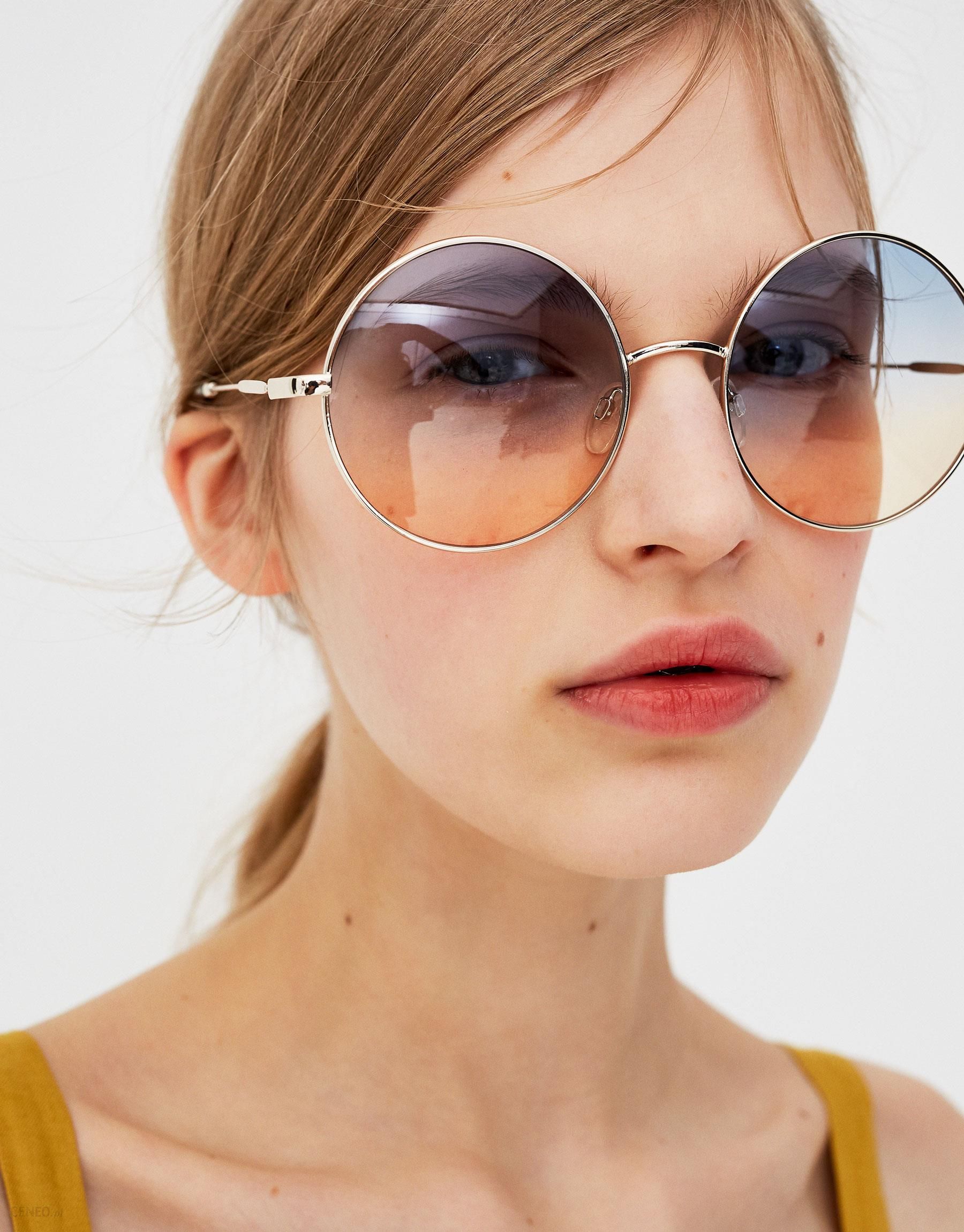 Pull & Bear Okrągłe okulary przeciwsłoneczne z cieniowanymi szkłami ...