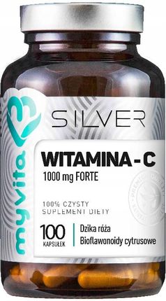 MYVITA Silver witamina C forte 1000mg dzika róża bioflawonoidy cytrusowe 100 kaps