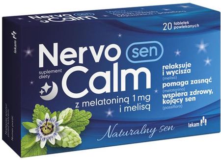 Tabletki NervoCalm sen z melatoniną i melisą LEK-AM 1 mg 20 szt.