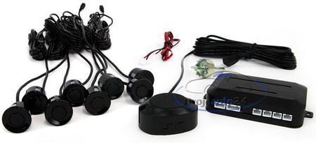 Vertex Czujniki Cofania Przód Tył Basic Buzzer Czarne 8 Sensorów Parkowania